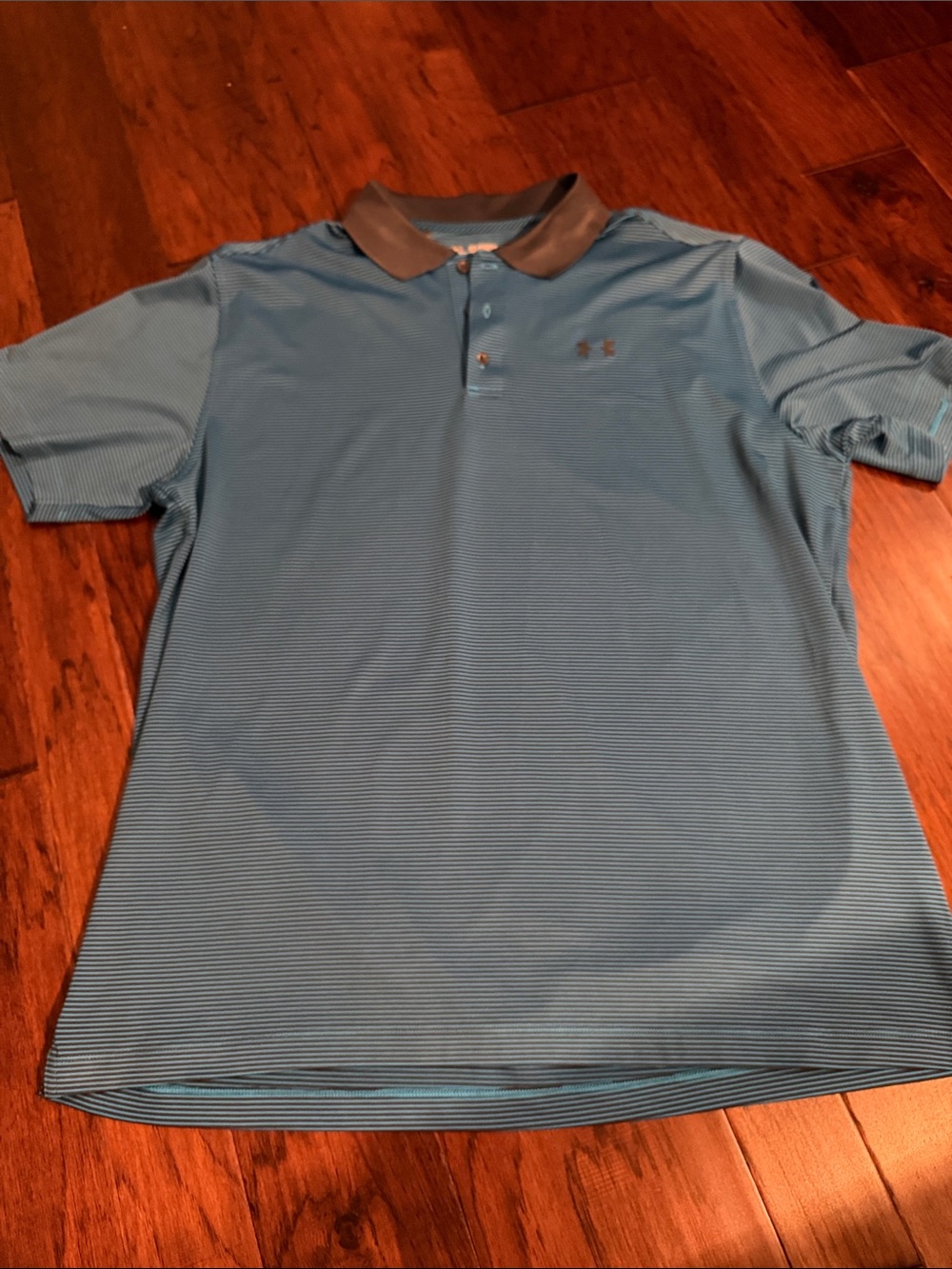 Under Armour Men's Teal Striped Polo with Contrasting Collar